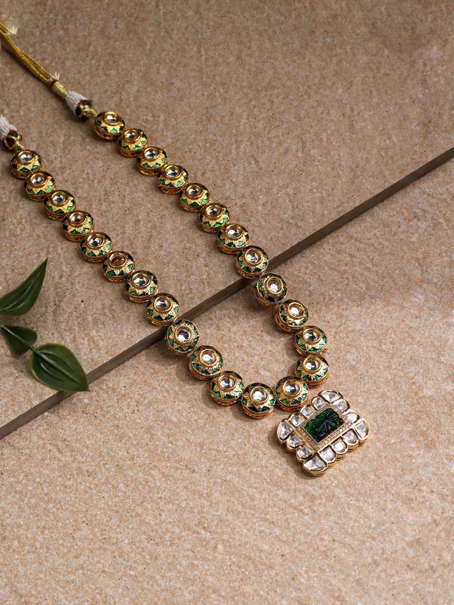  The Zoya Green Groove Long Kundan Necklace