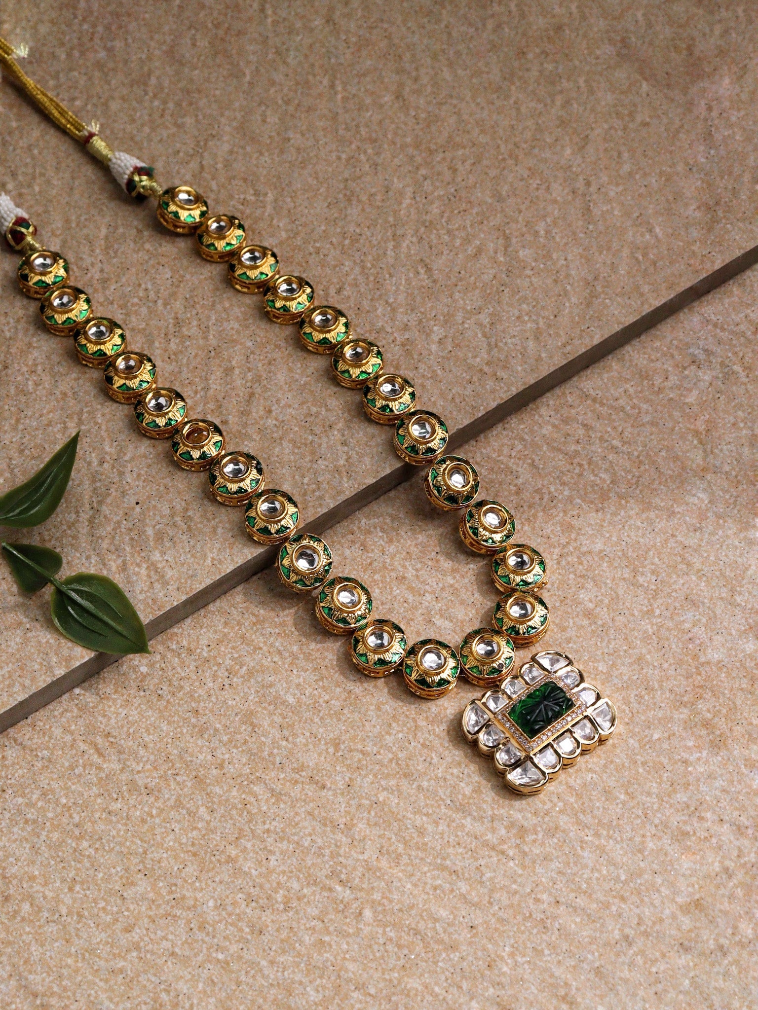 The Zoya Green Groove Long Kundan Necklace 