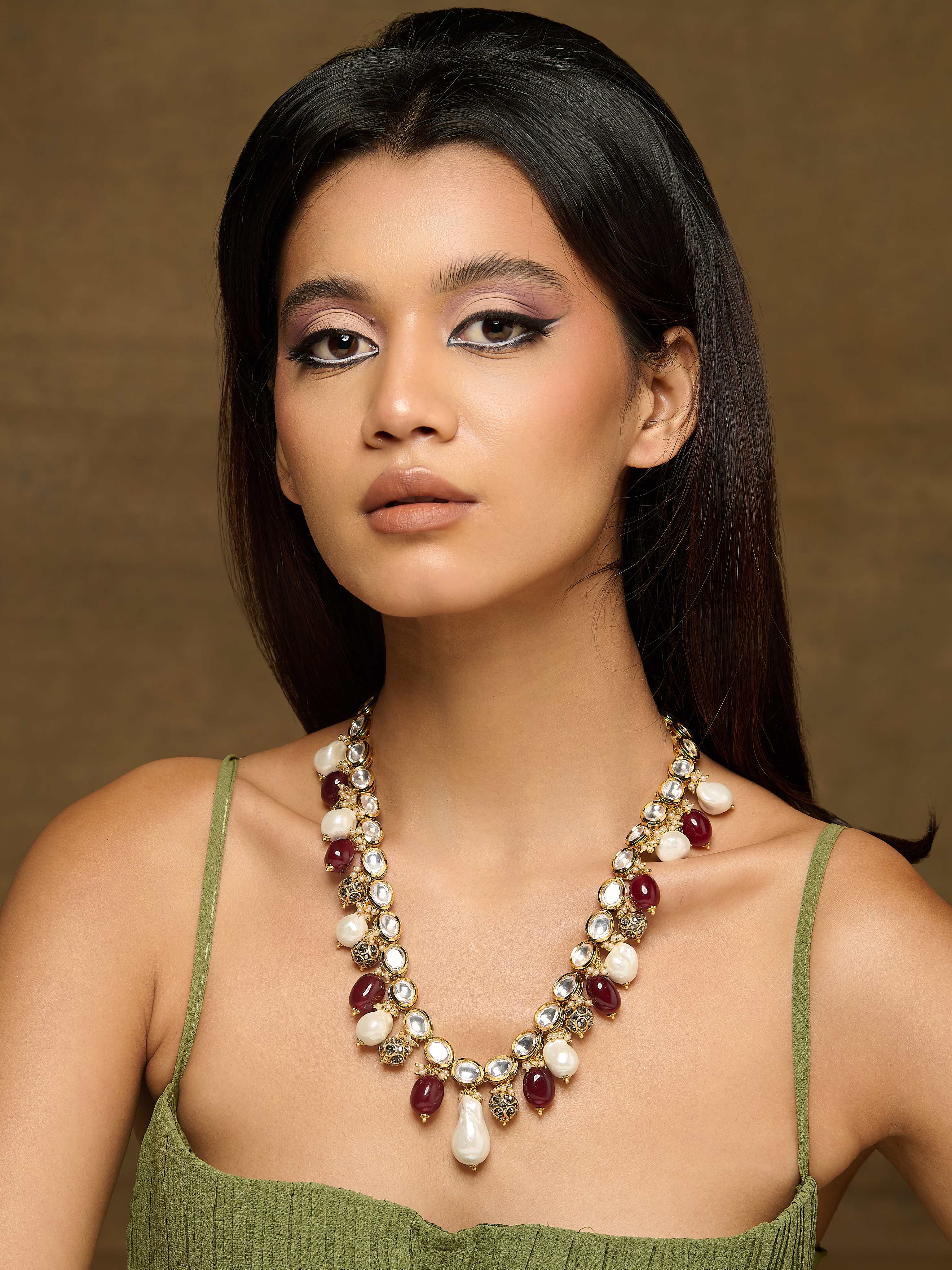 Meiraa Rouge Baroque Kundan Necklace
