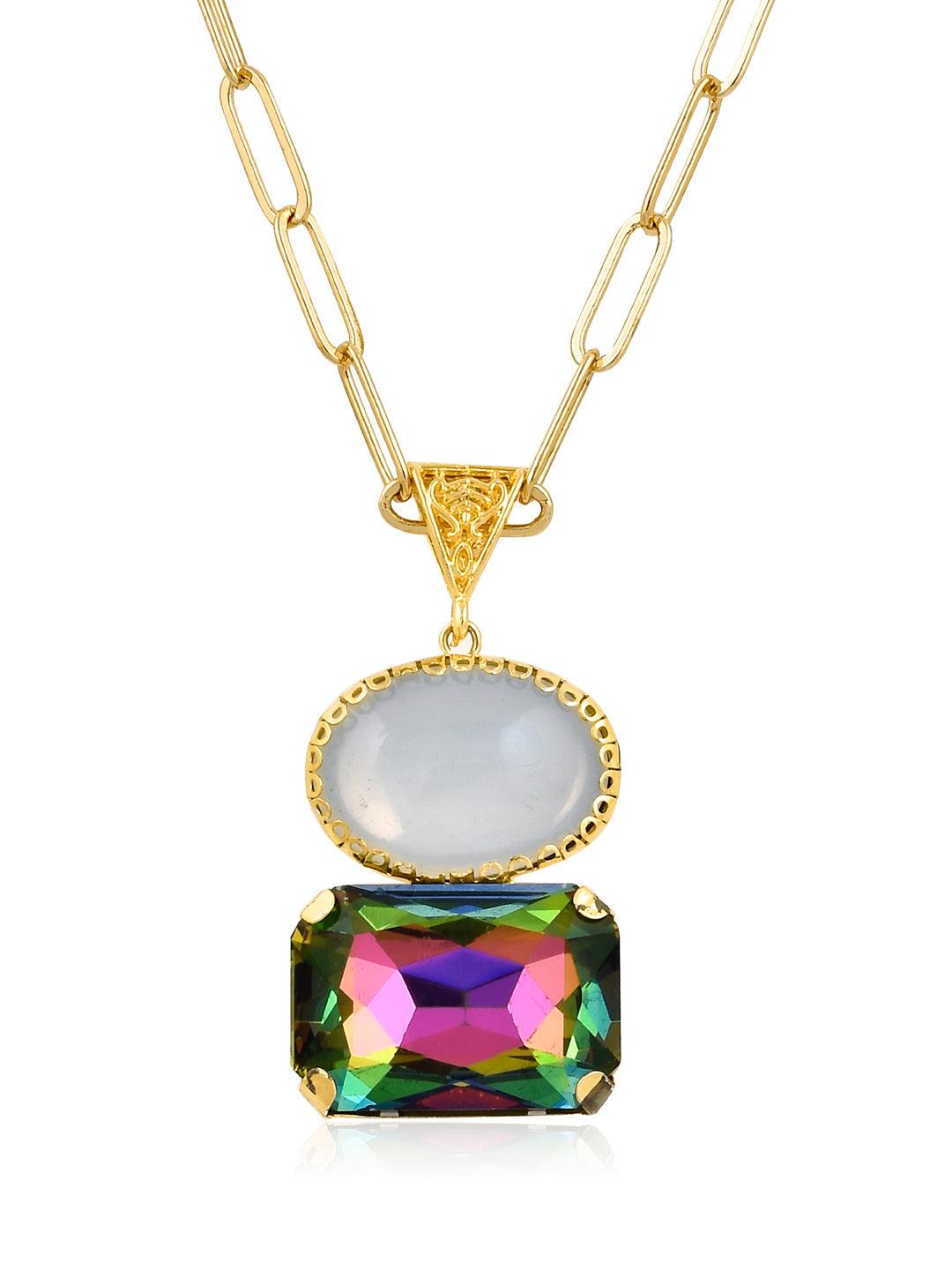 Aina Moon and Prism Stone Long Chain Necklace 