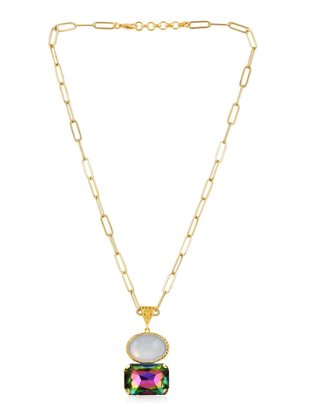Aina Moon and Prism Stone Long Chain Necklace 