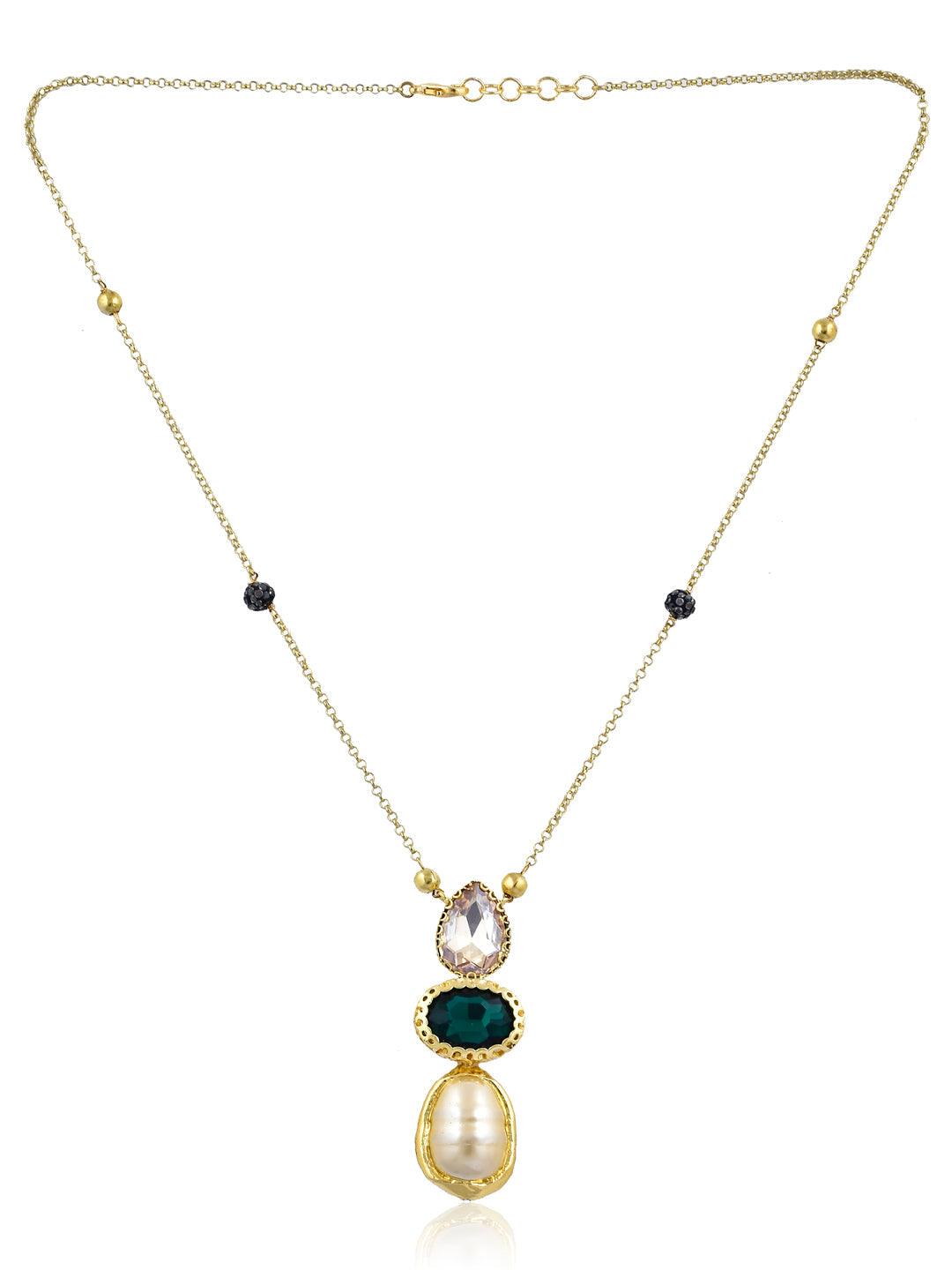 Aina Green and Baroque Peal Long Necklace 