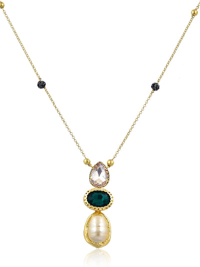 Aina Green and Baroque Peal Long Necklace 