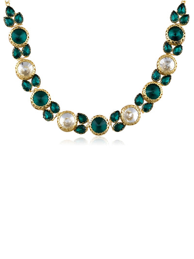 Aina Deep Green and Opaque Crystal Necklace 