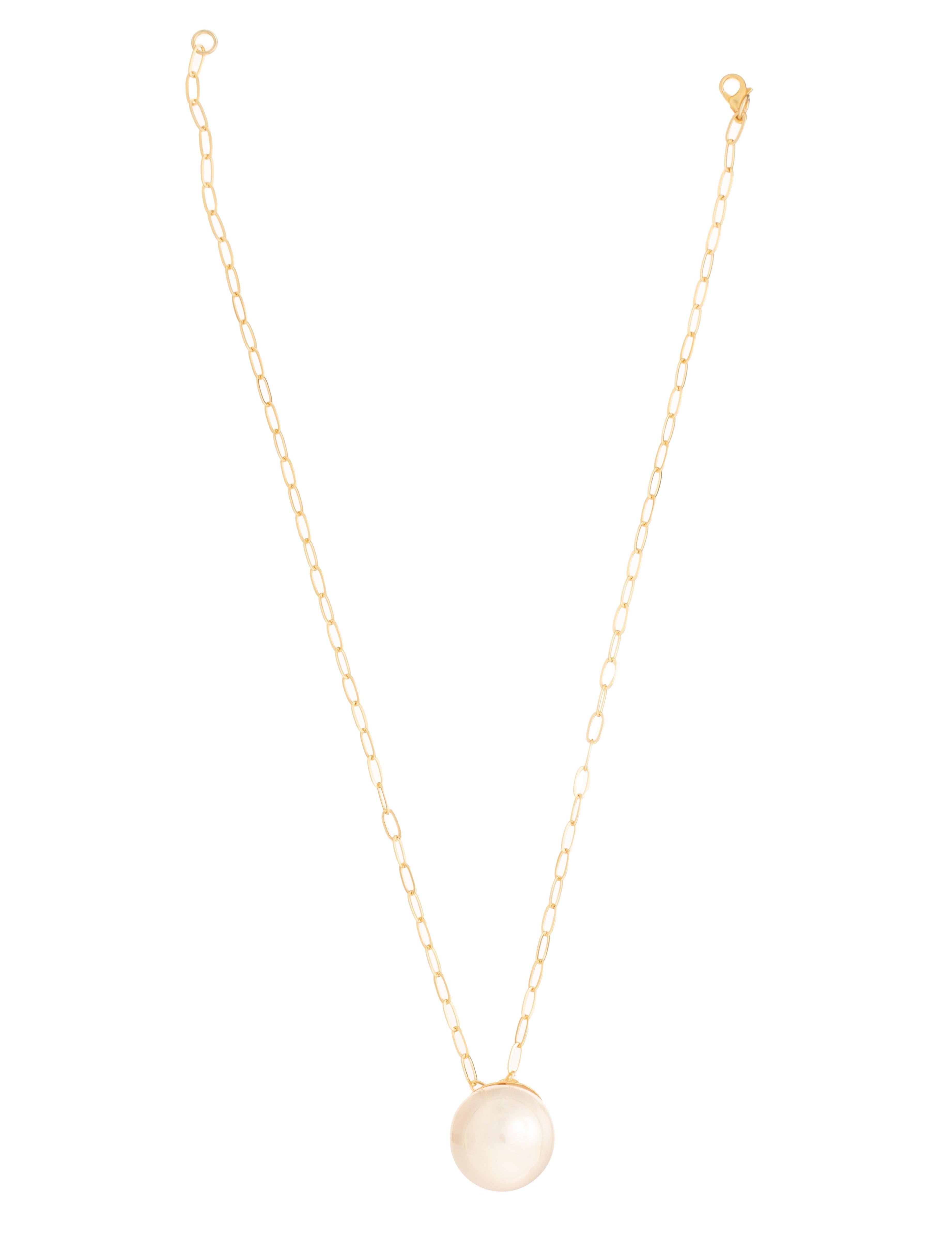 Women's Gold Plated Pearl Chain Necklace