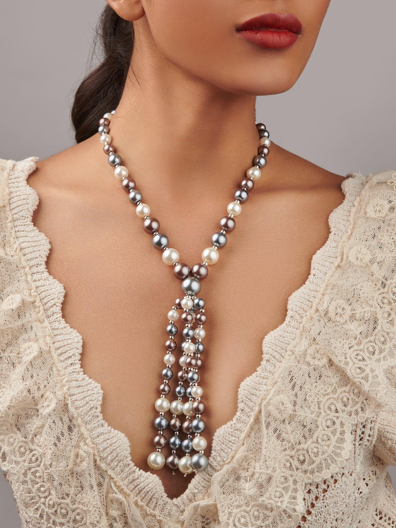 The Pearl Story- Knot of Pearls Long Necklace 