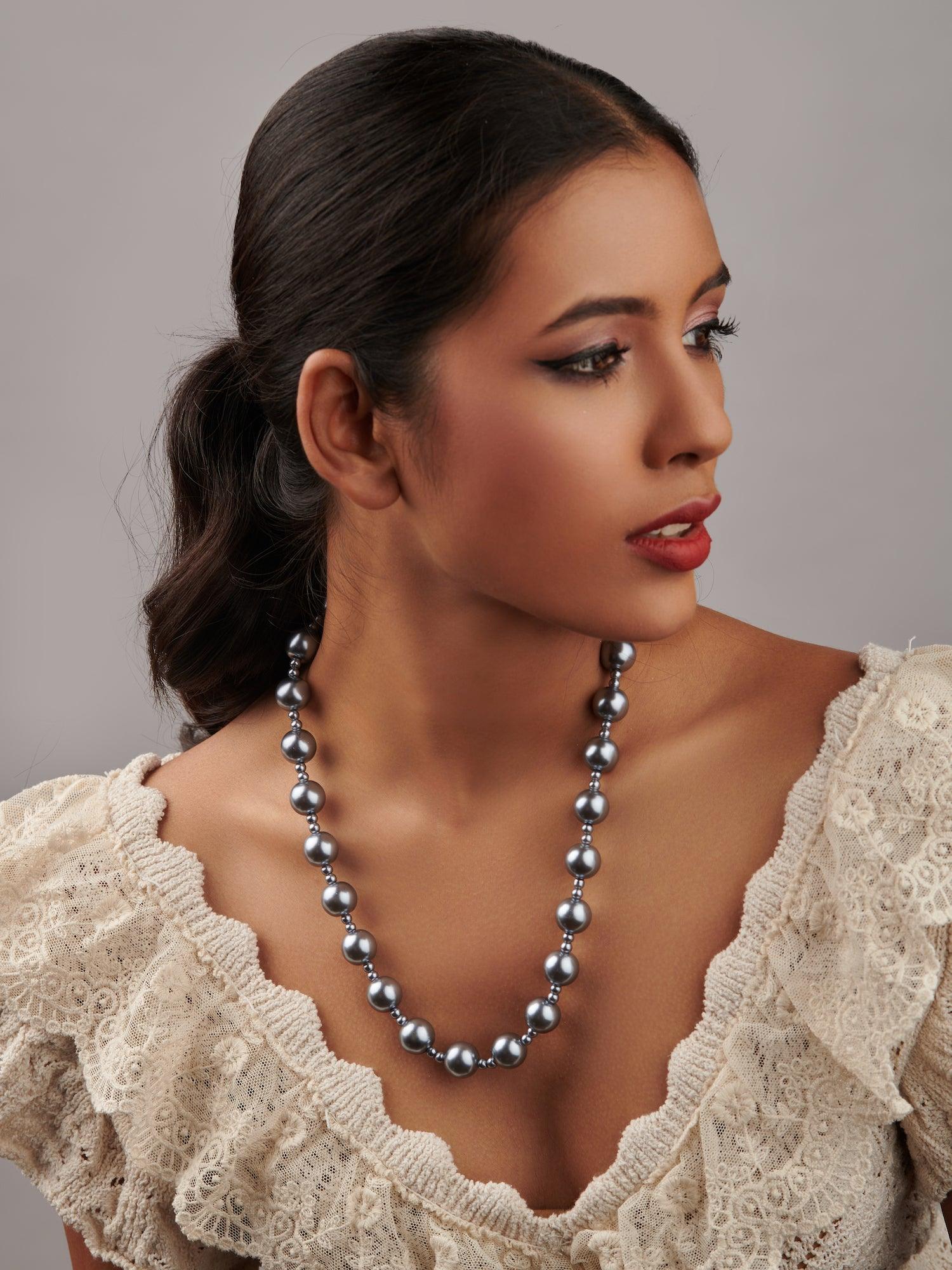 The Pearl Story - Mystic Black Garland of Pearl Necklace 