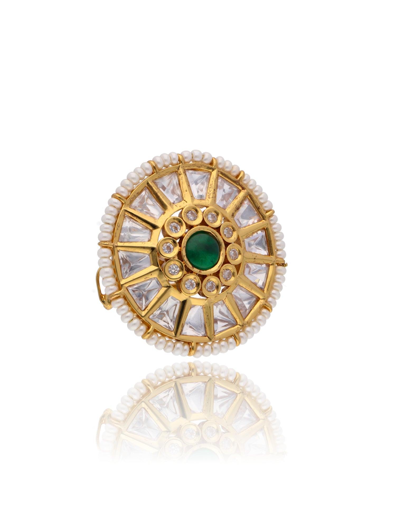 Bridal Green and Kundan Stone Dome RIng 