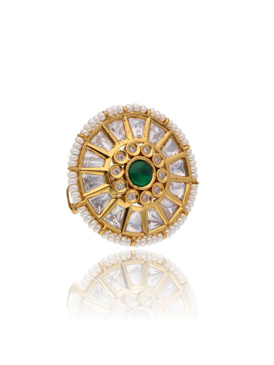 Bridal Green and Kundan Stone Dome RIng 