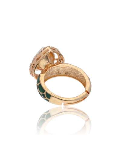 Bridal Green Enamel and Kundan Leaflet Ring 