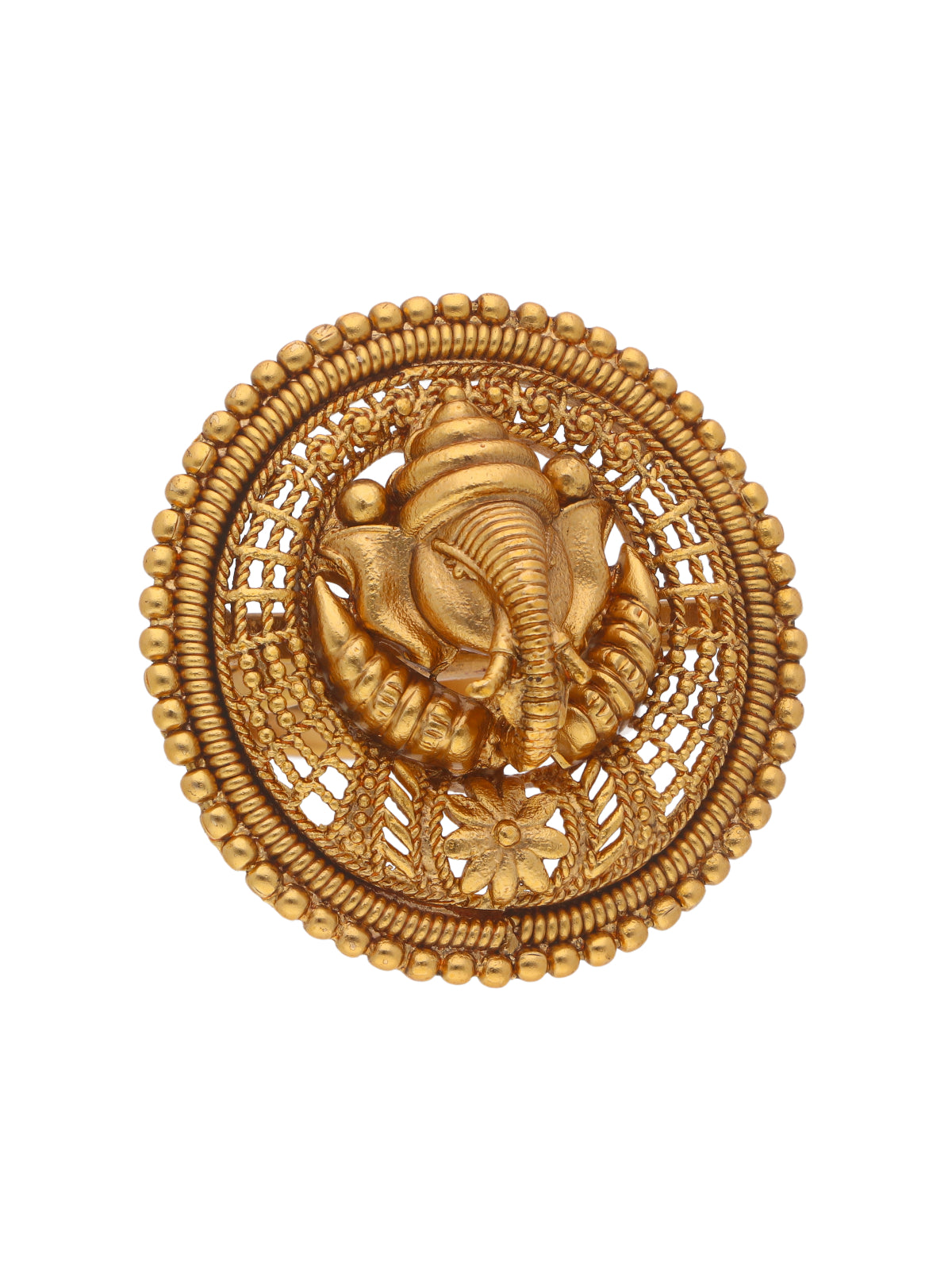22K Gold Plated Ganesha  Filigree Ring 