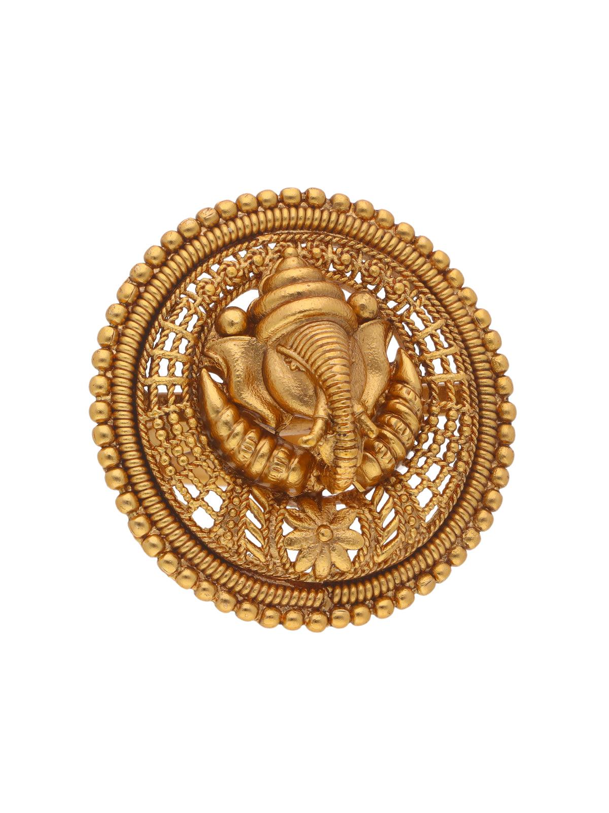 22K Gold Plated Ganesha  Filigree Ring 