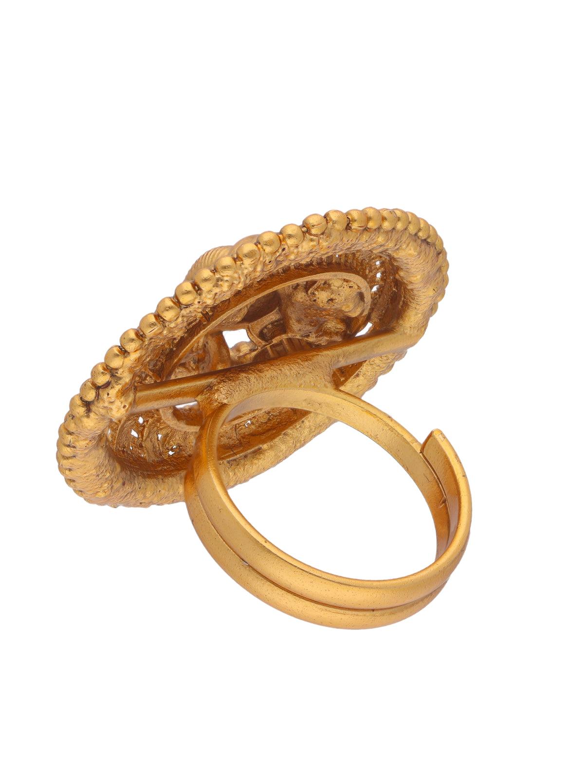 22K Gold Plated Ganesha  Filigree Ring 