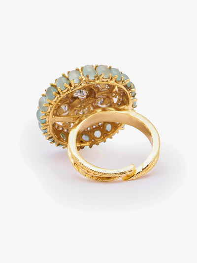 Mint Green Zircon-Studded Polki Ring 