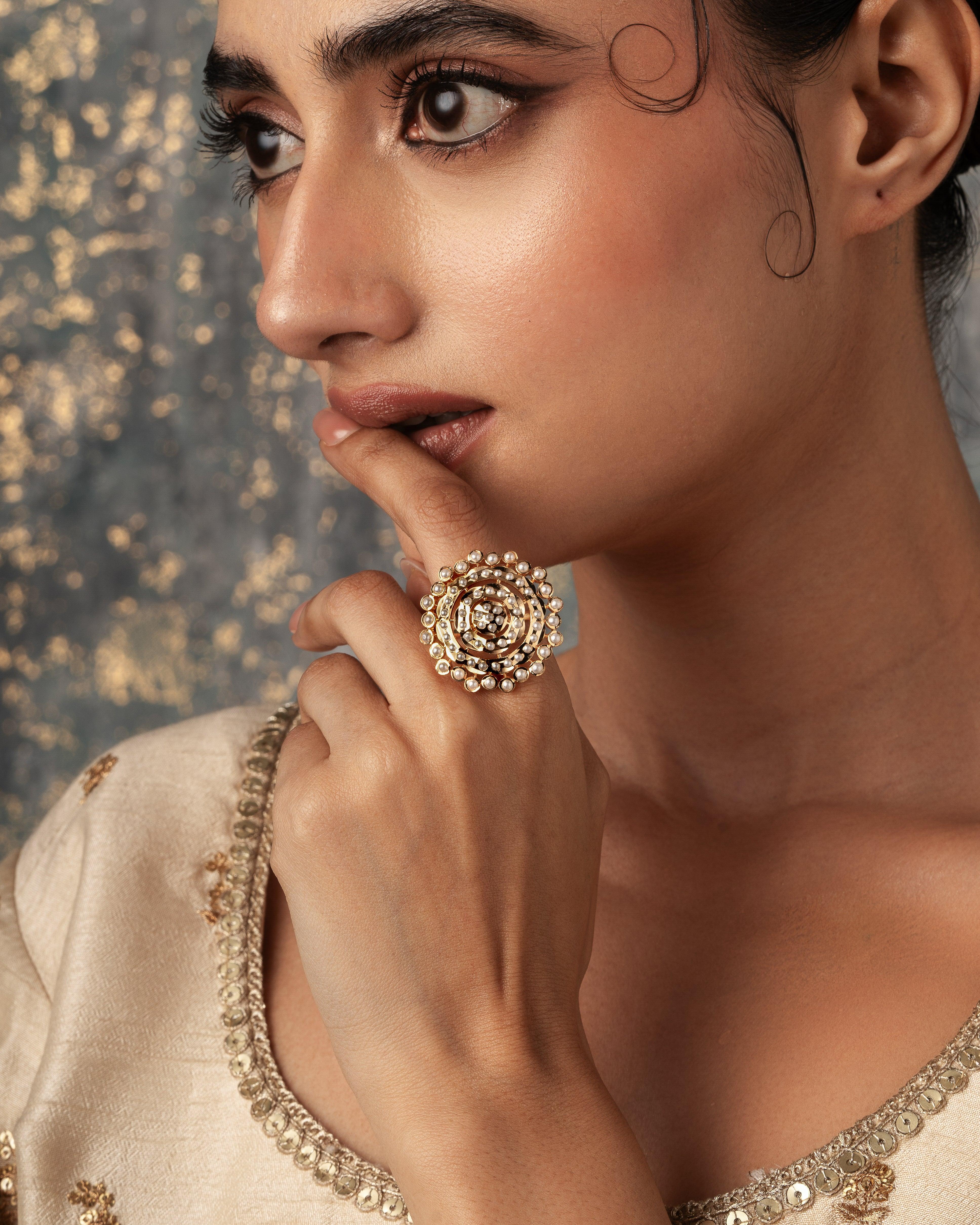 Pearl Jadau Ring