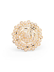 Pearl White Round Adjustable Jadau Ring
