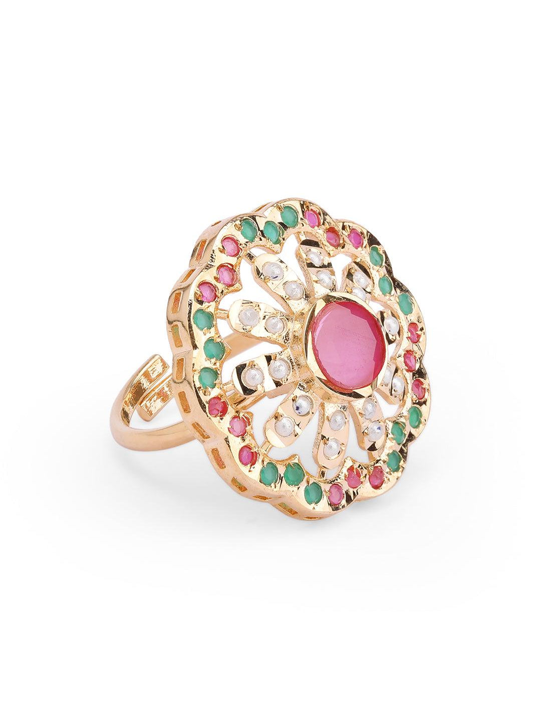 Women's Multi Colour Flower Ring
