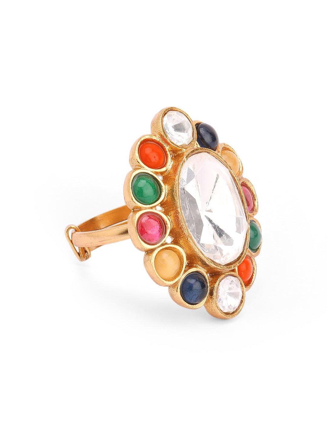 Women's Kundan Navratan Ring