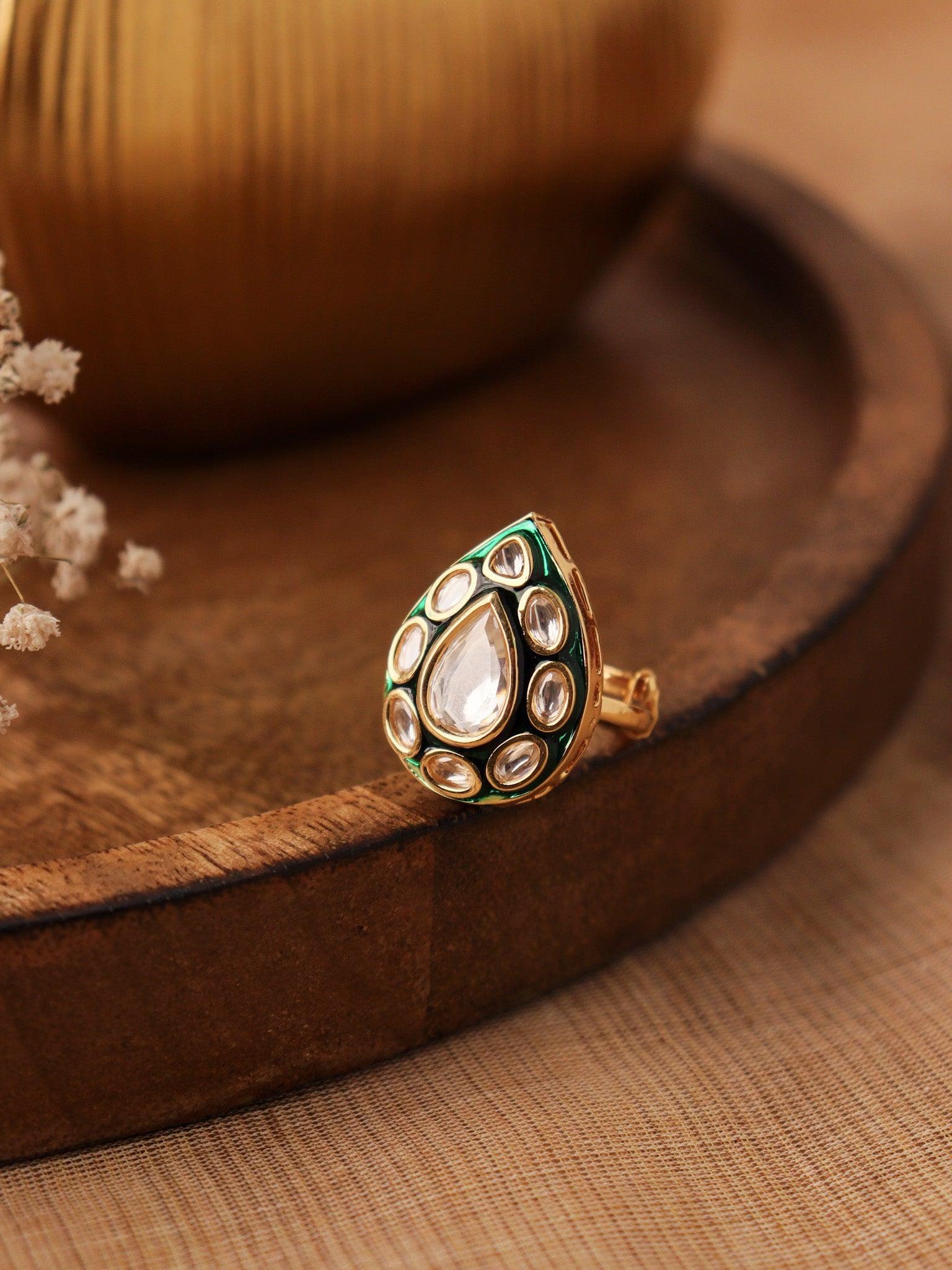 Kundan enameled ring
