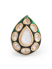 Royal Drop-shaped Adjustable Kundan Ring