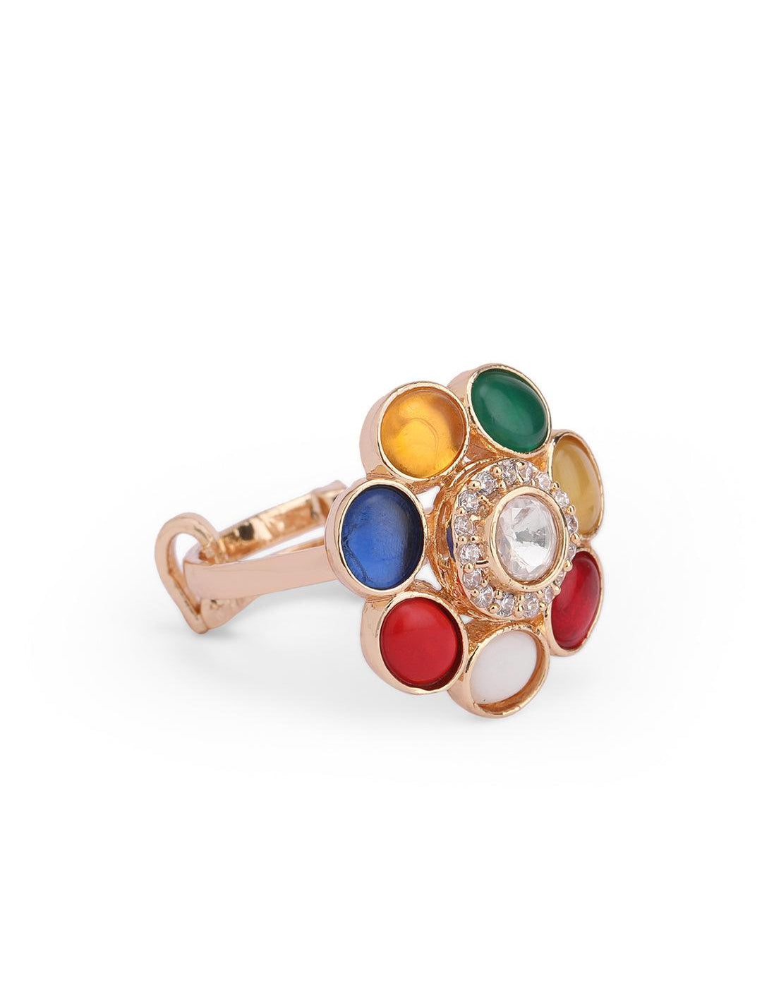 Floral Navratna Ring