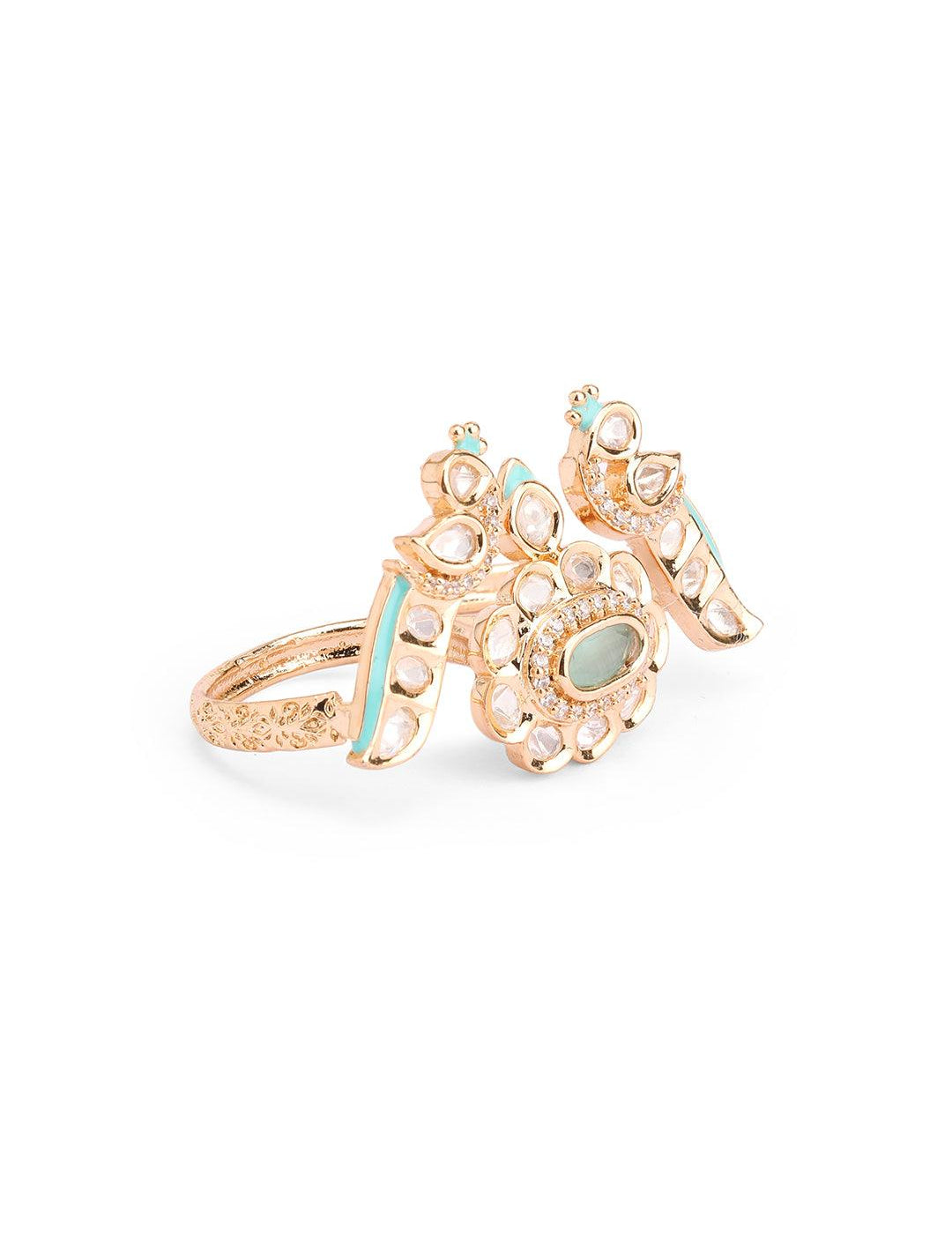 Antique Kundan Bridal Double Finger Ring