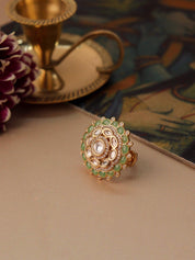 Royal Kundan Jewellery Gold Plated Polki Kundan Finger Ring