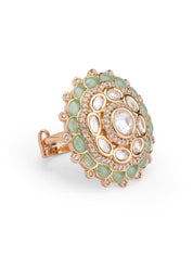 Gold Plated Kundan Studded Adjustable Finger Ring