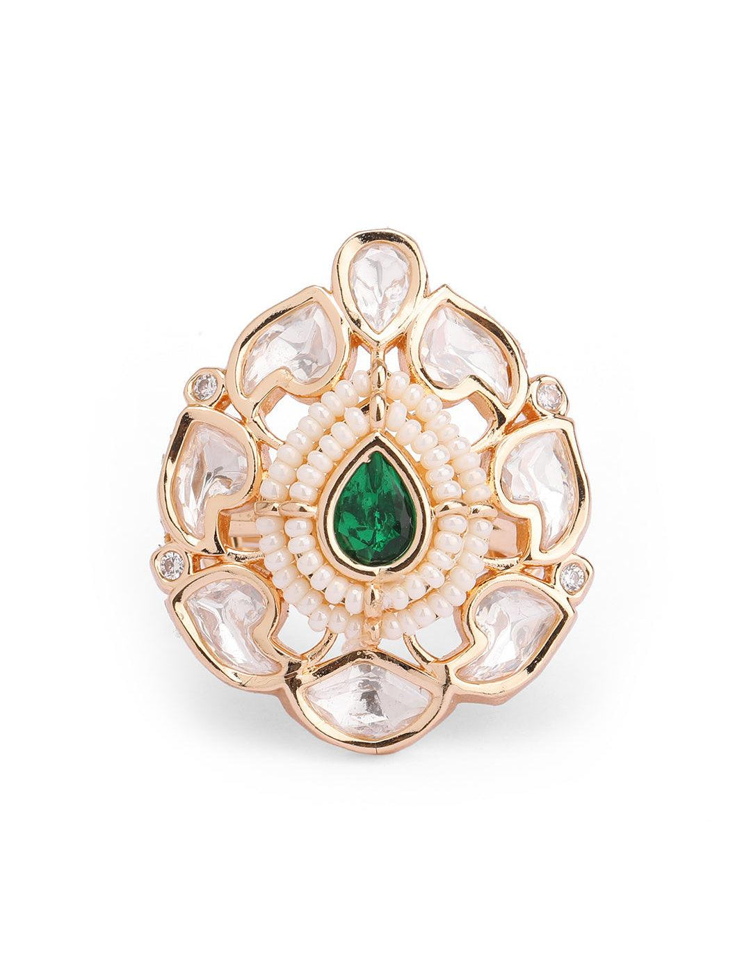 Green Kundan Ring
