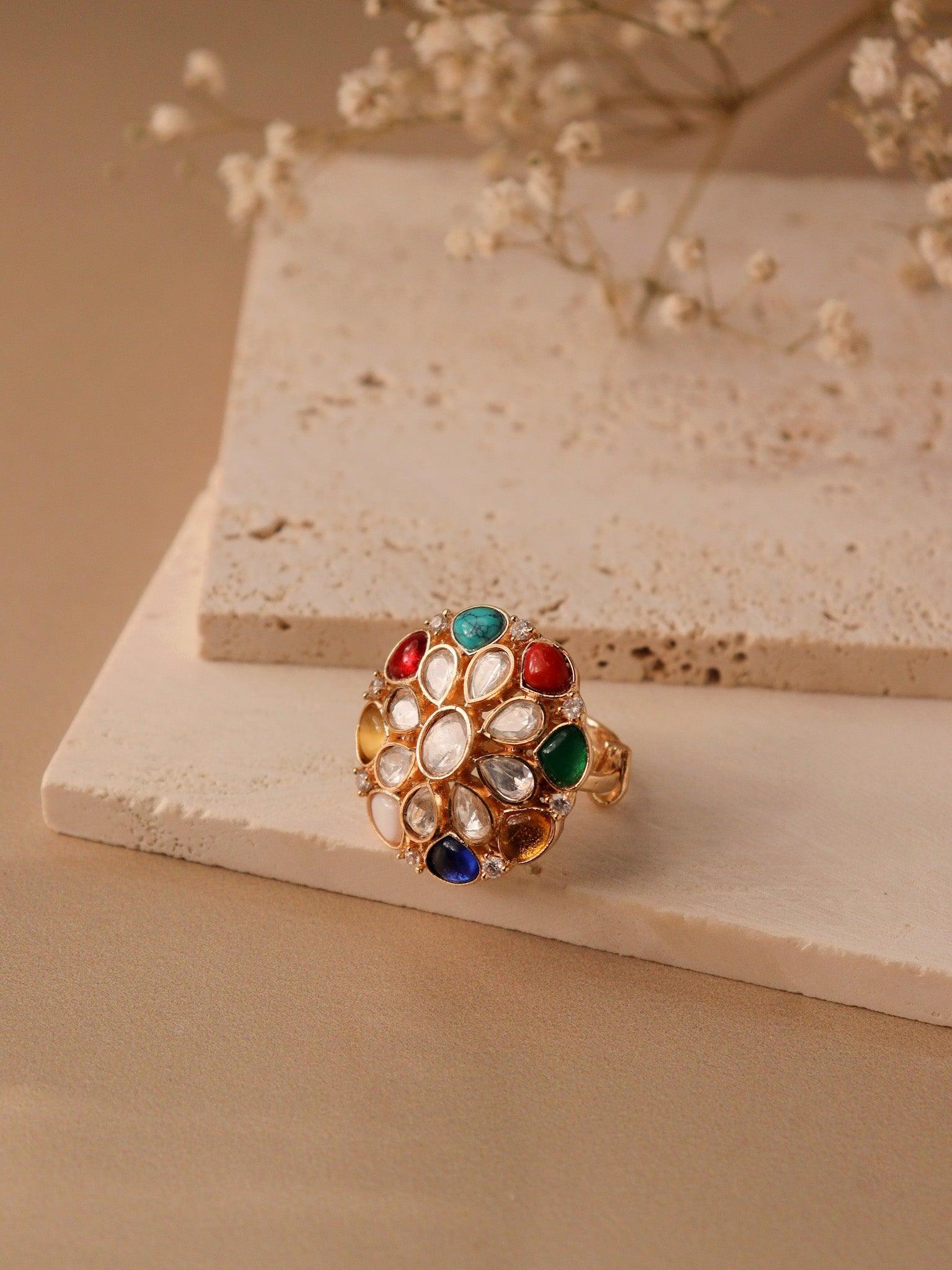 Multicolored Gemstone Navaratna Ring 