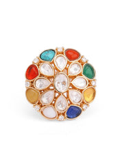 Navratan Vintage Polki Adjustable Ring