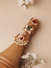 Crescent Moon and Lotus Trio Ring