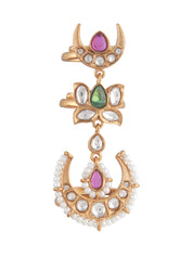 Crescent Moon and Lotus Trio Ring