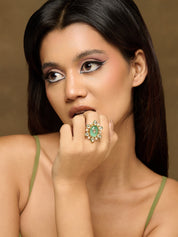 Glowing Jade Kundan Ring