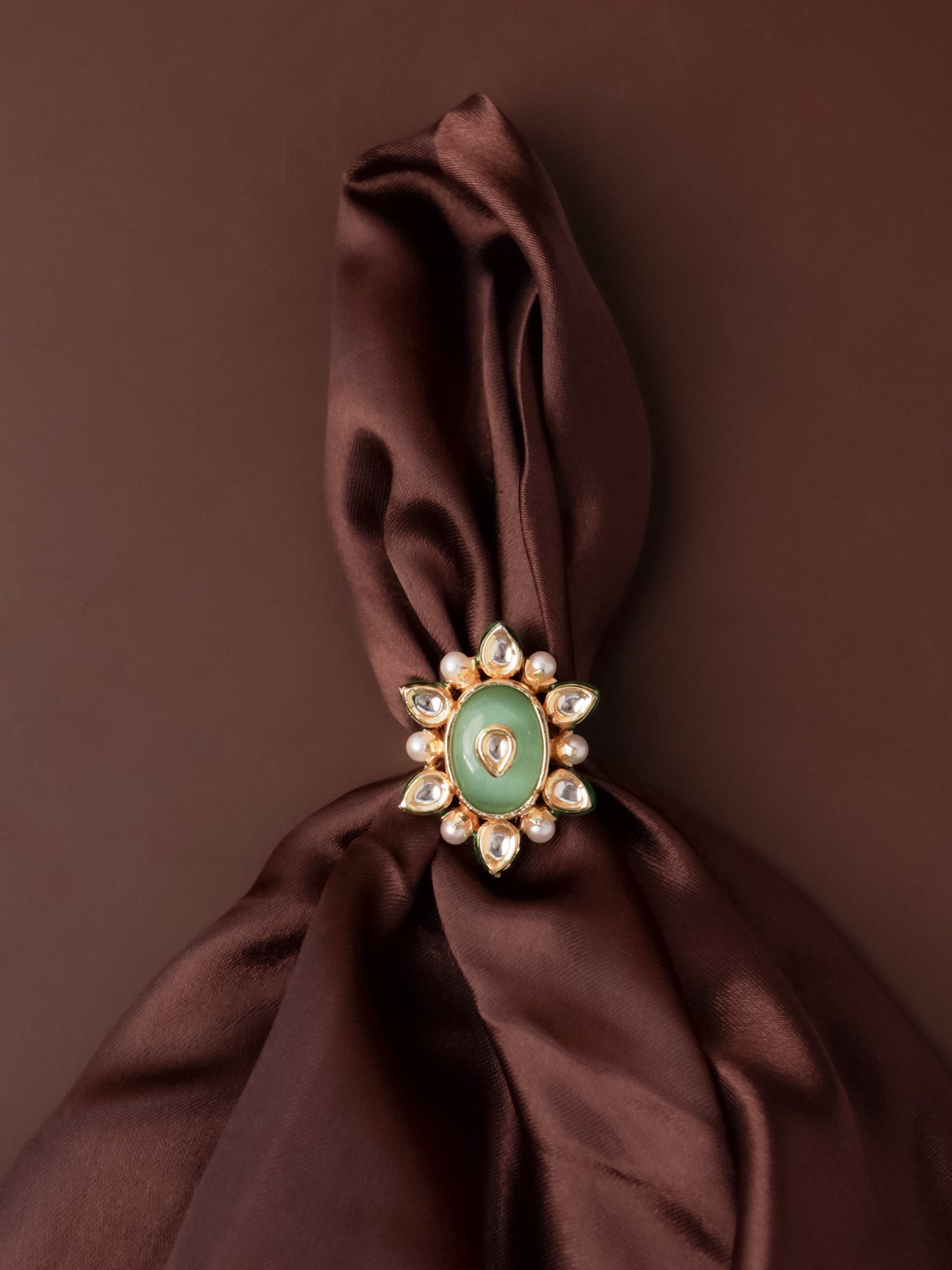 Glowing Jade Kundan Ring