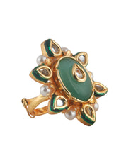 Glowing Jade Kundan Ring