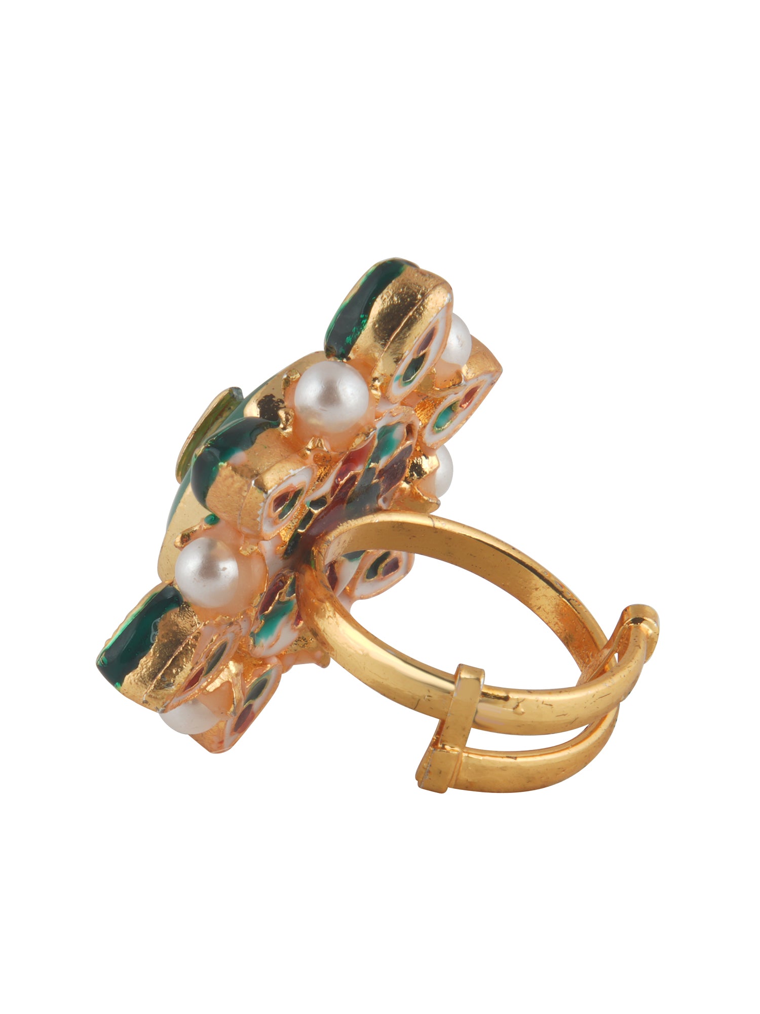 Glowing Jade Kundan Ring