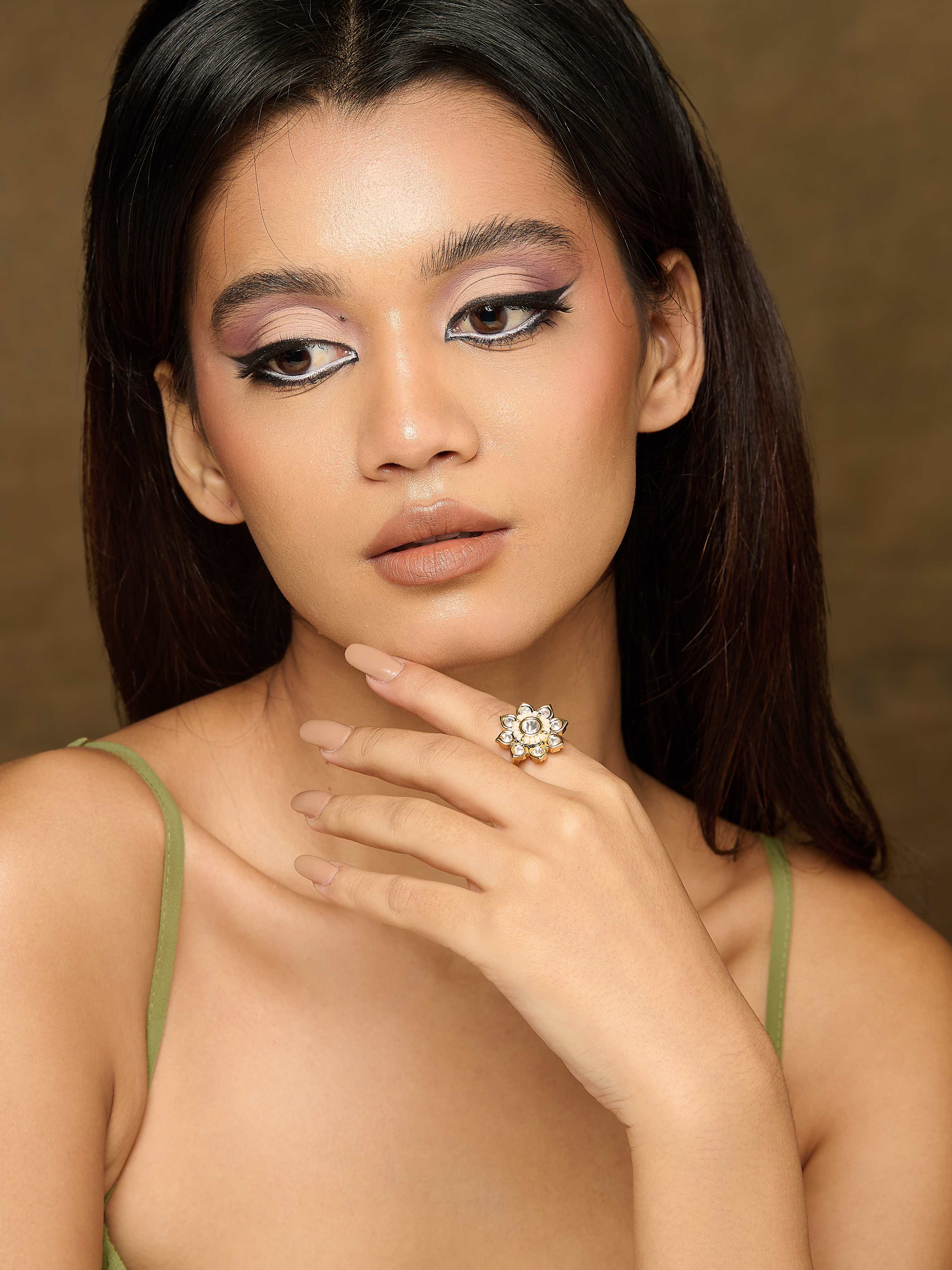 Kundan Floral Dew Ring