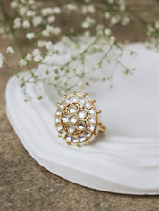 Pearl Strung Kundan Ring