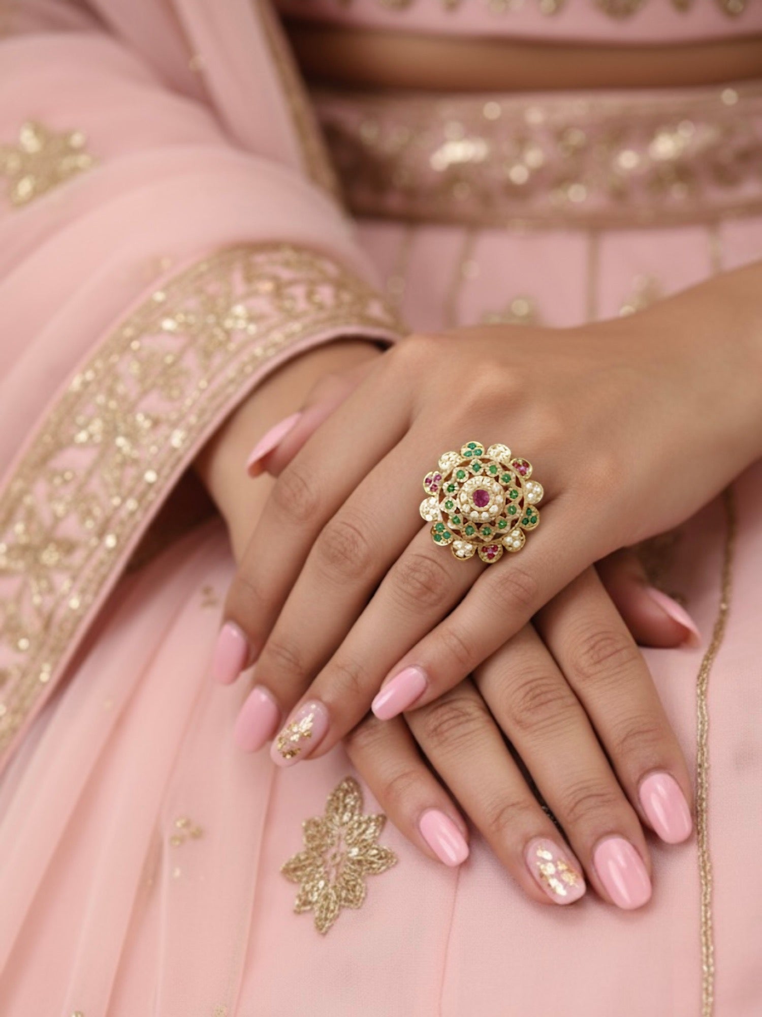 Spring blossom Jadau Ring
