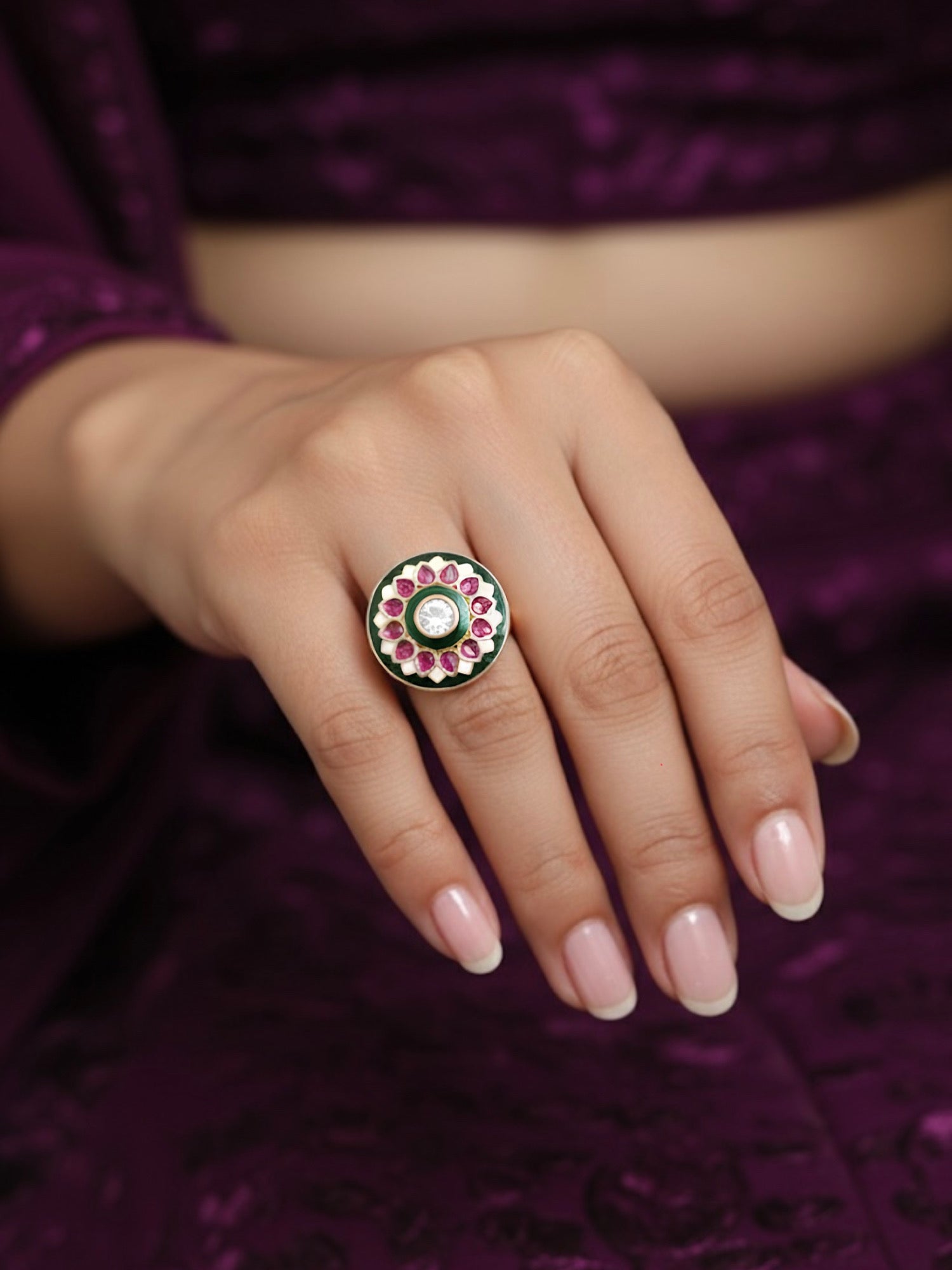 Eternal Enamel Kundan Ring