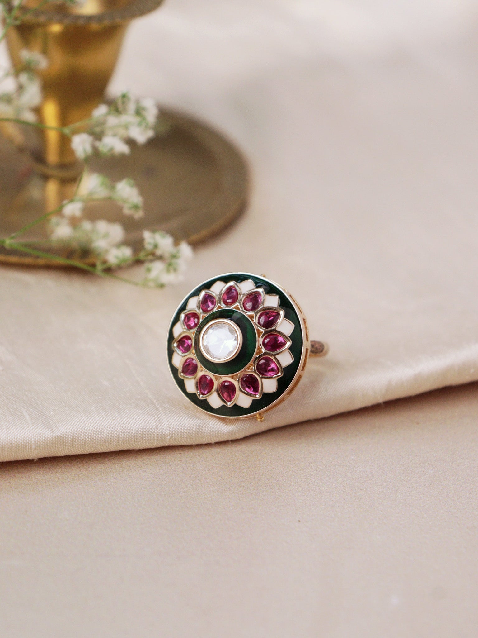 Eternal Enamel Kundan Ring