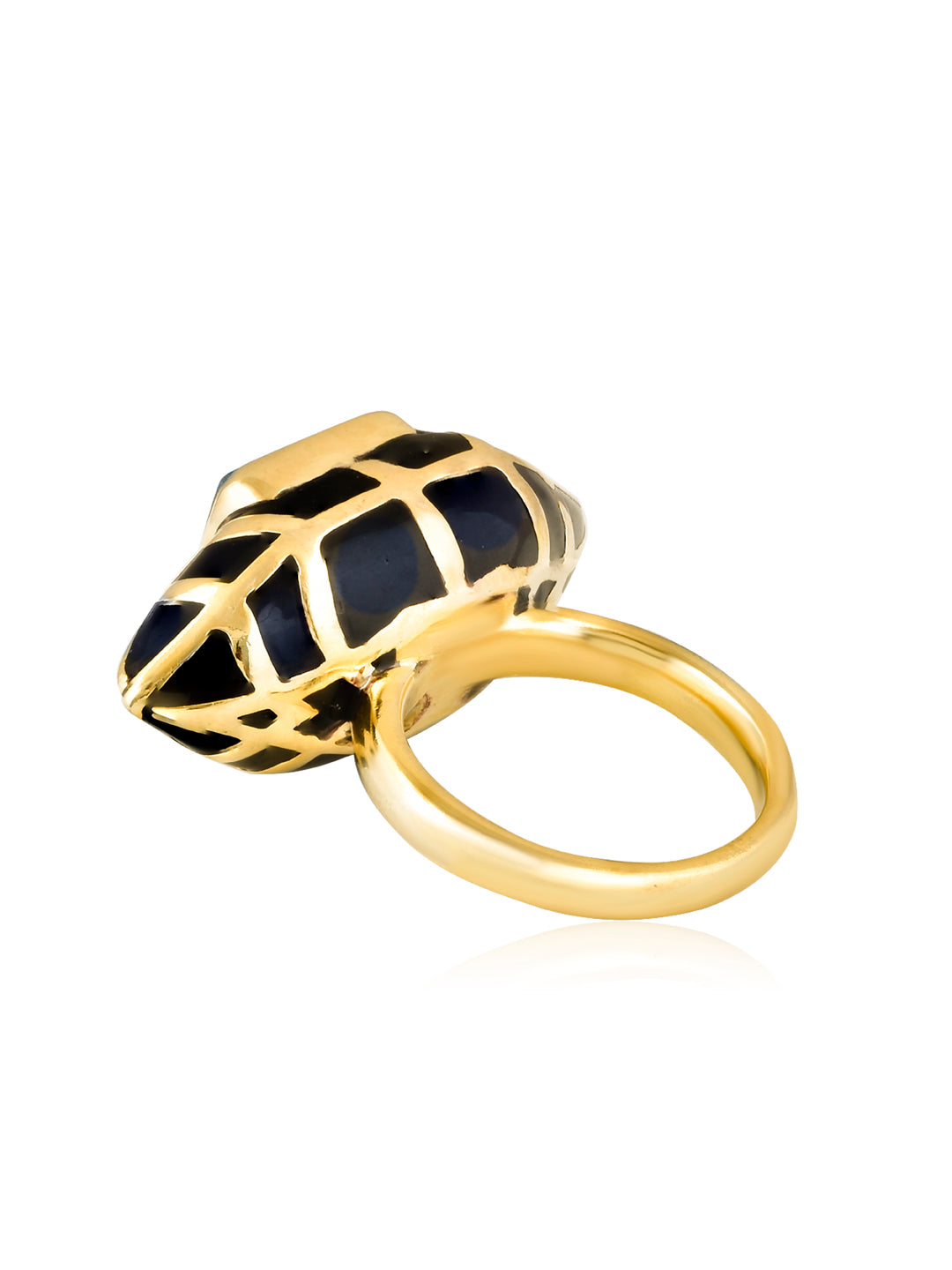 Black Striped Mahakal Golden Stainless Steel Ring | B25-MAY-62 | Cilory.com