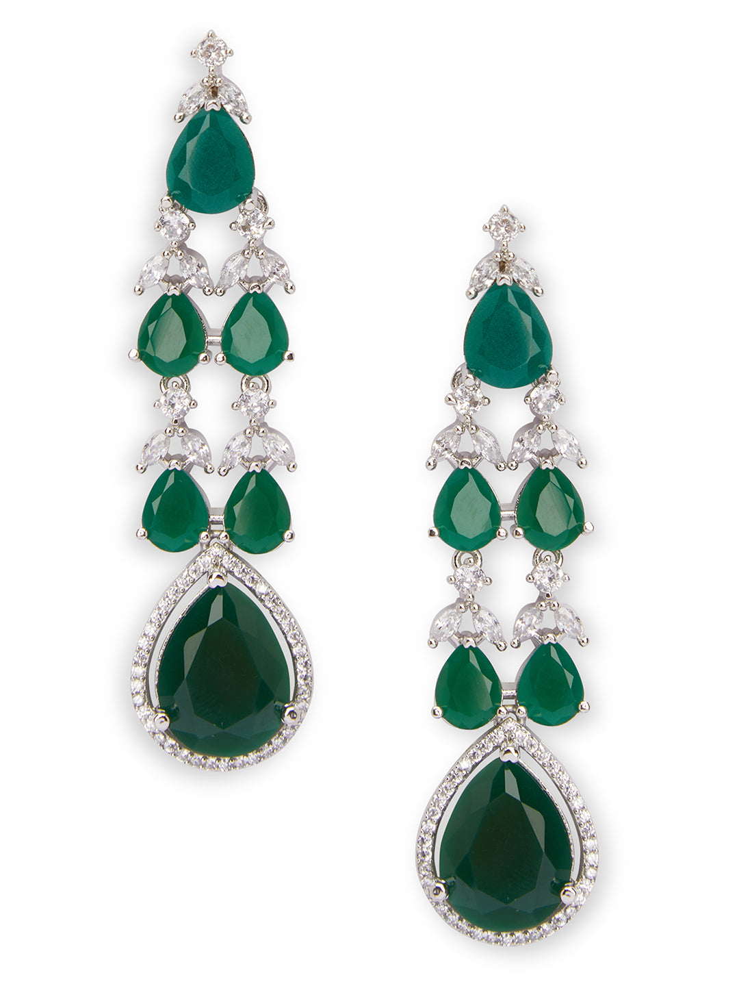 Green Emerald Elegance CZ Necklace Set 