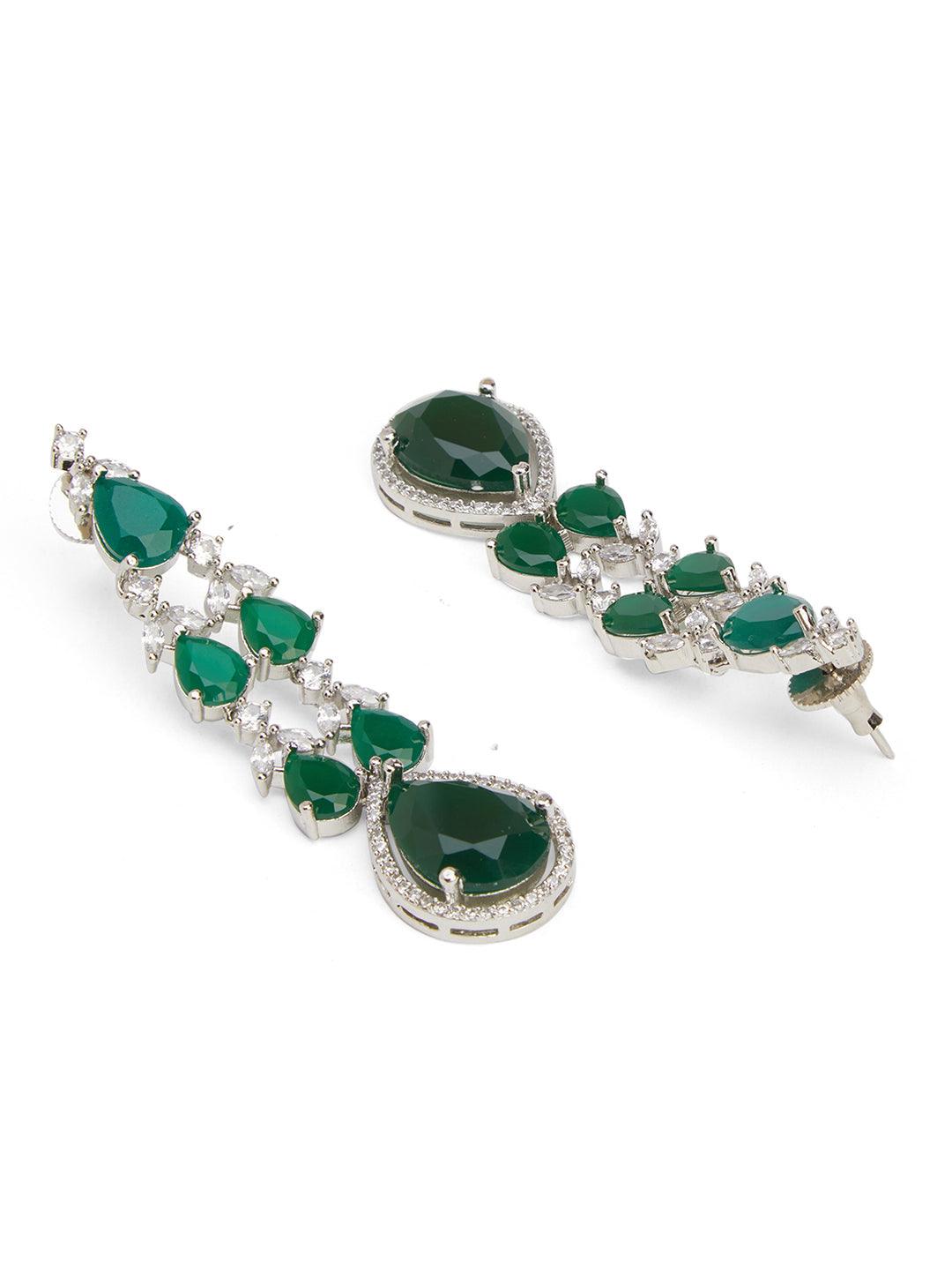 Green Emerald Elegance CZ Necklace Set 