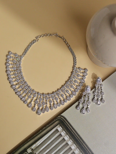 Droplets of Shimmer Diamante and Cubic Zirconia Necklace Set 