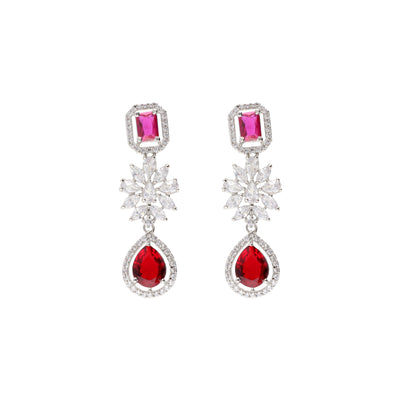 Diamante Rubilite Pink Drop Cubic Zirconia Necklace Set 