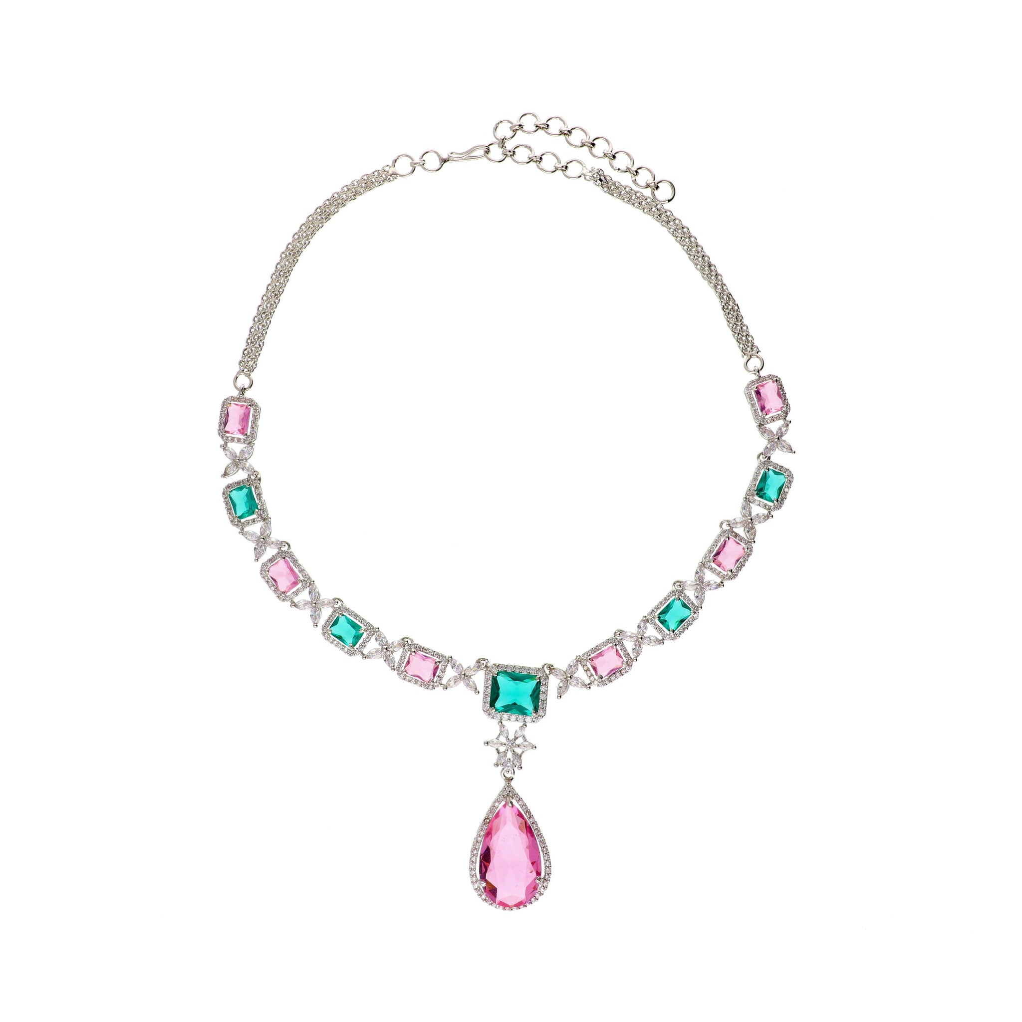  Shades of Pastel Diamante Cubic Zirconia Necklace Set