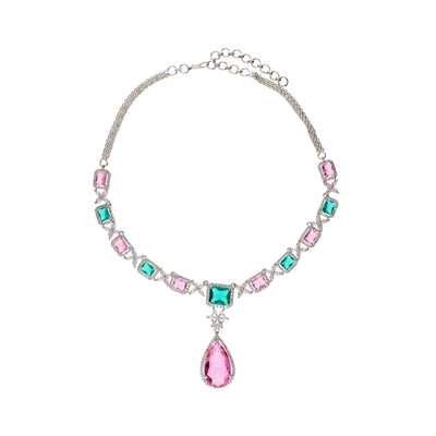 Shades of Pastel Diamante Cubic Zirconia Necklace Set 