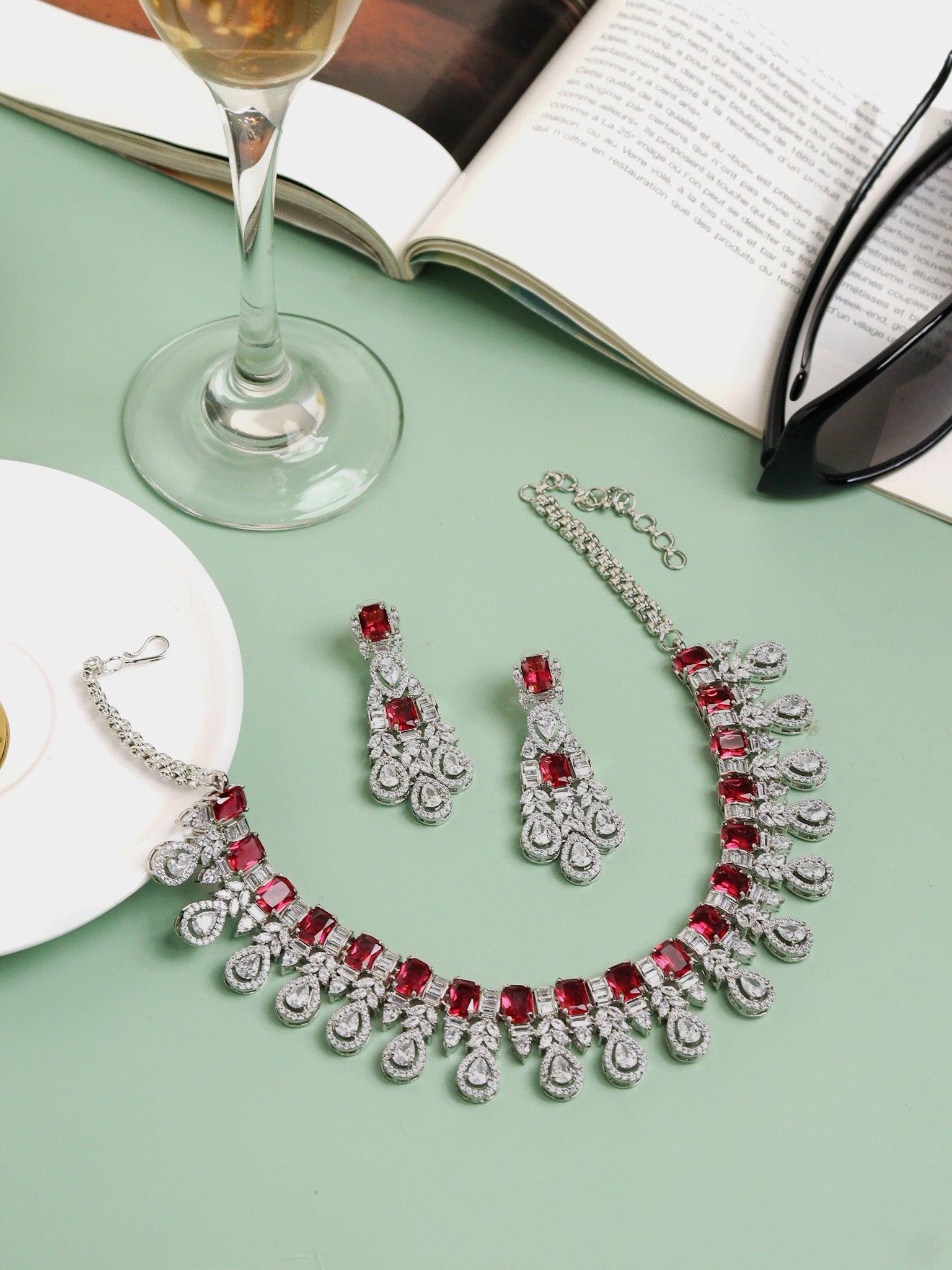 Radiant Ruby Cubic Zirconia Necklace Set – Curio Cottage